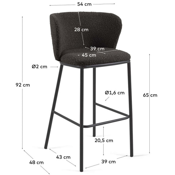 Полубарный стул La Forma CISELIA CC3001J01H Черный букле-8
