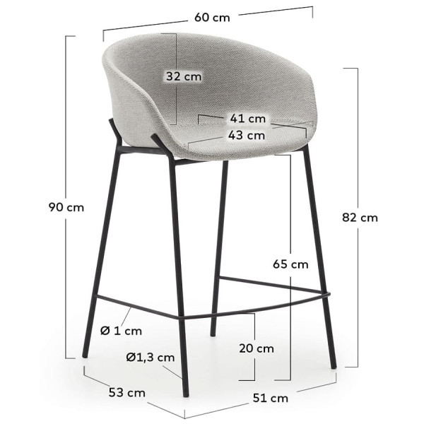 Полубарный стул La Forma YVETTE CC1081VD14H Светло-серый ткань-8