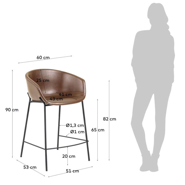 Напівбарний стілець La Forma ZADINE CC1081U10H Коричневий екошкіра-7