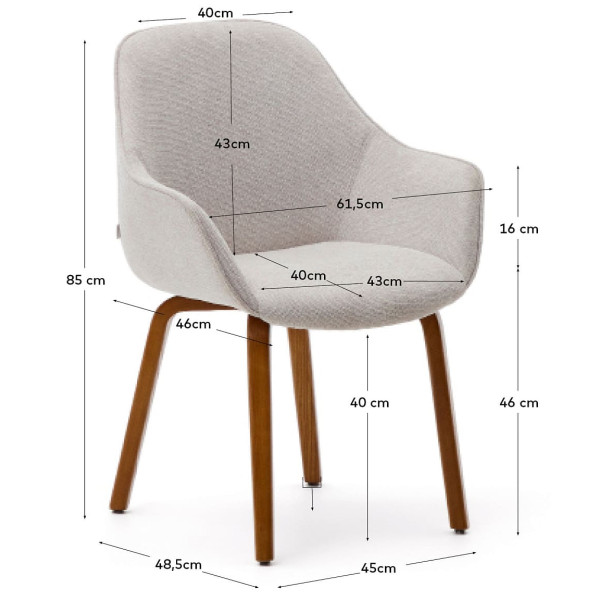 Стілець La Forma ALELI C01000116BF12 Світло-сірий тканина синель-9