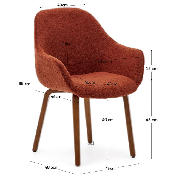 Стілець La Forma ALELI C01000116HI84 Теракотовий букле-10