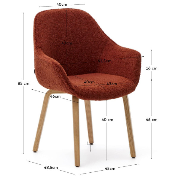 Стілець La Forma ALELI C0100008HI84 Теракотовий букле-6