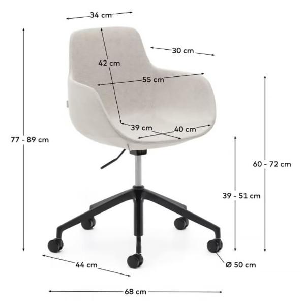 Стул поворотный на колесиках La Forma TISSIANA C0200006BF12 Бежевый ткань синель Стул поворотный на колесиках La Forma TISSIANA C0200006BF12 Бежевый ткань синель-10