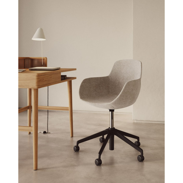 Стул поворотный на колесиках La Forma TISSIANA C0200006BF12 Бежевый ткань синель-3