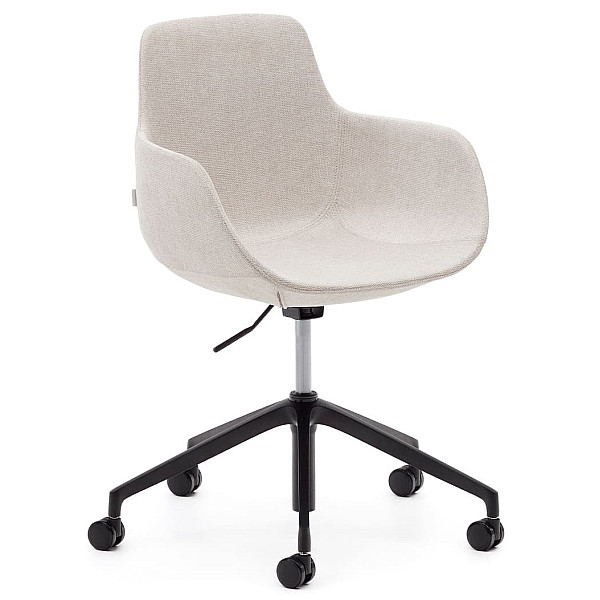 Стул поворотный на колесиках La Forma TISSIANA C0200006BF12 Бежевый ткань синель-0