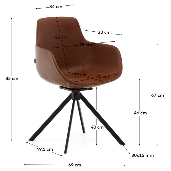 Стул поворотный La Forma TISSIANA C0200007PP10 Коричневый экокожа-8