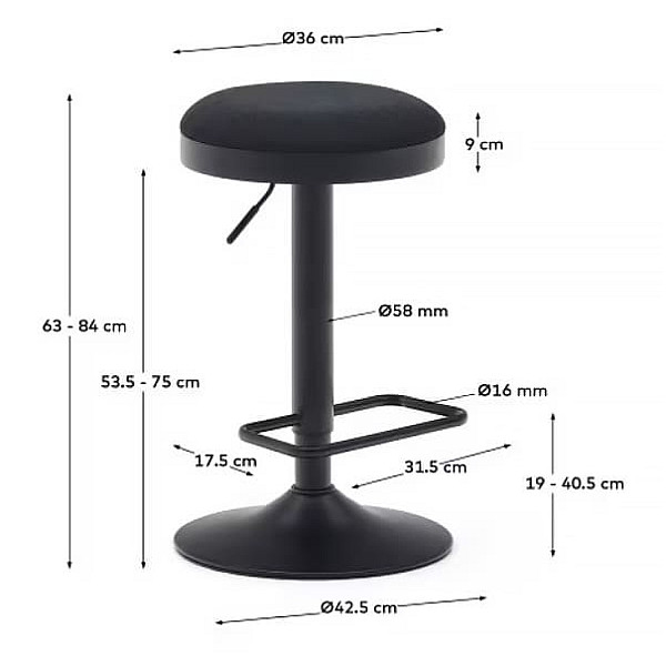 Барный стул La Forma ZAIB C0600009SO01 Черный ткань синель-9