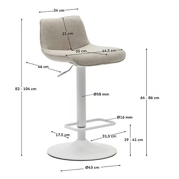 Барний стілець La Forma ZENDA C0600013SO11 Бежевий тканина синель-11