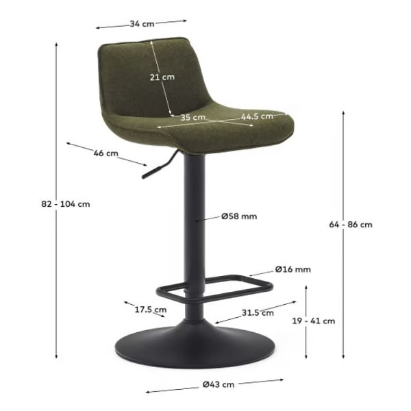 Барный стул La Forma ZENDA C0600012SO06 Темно-зеленый ткань синель-12