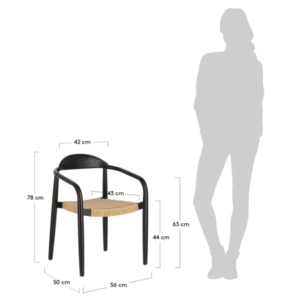 Стілець La Forma GLYNIS CC2034CP46 Чорний-бежевий-17