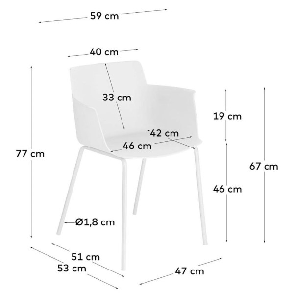 Стілець з підлокітниками La Forma Hannia CC5185S05 Білий-7