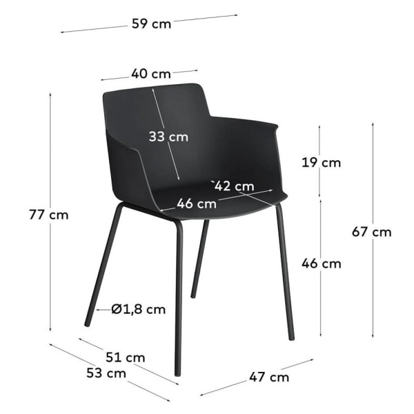 Стілець з підлокітниками La Forma Hannia CC5185S01 Чорний-7