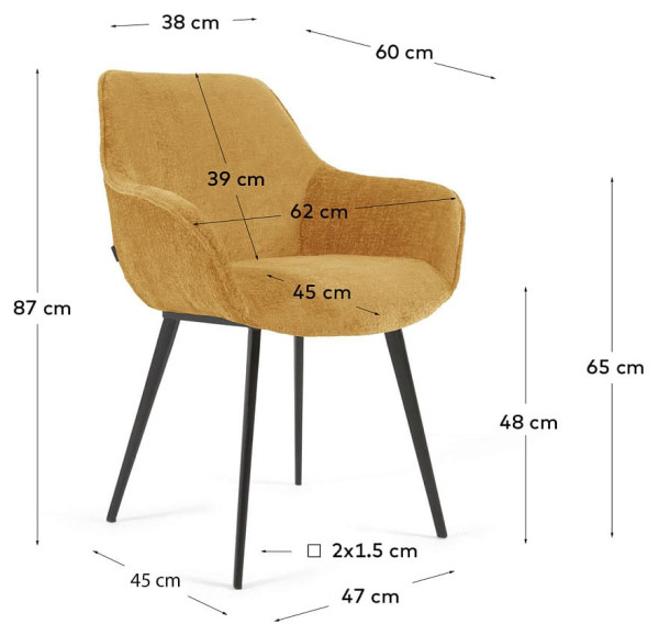 Стілець La Forma AMINY CC0253BG81 Гірчичний тканина-10