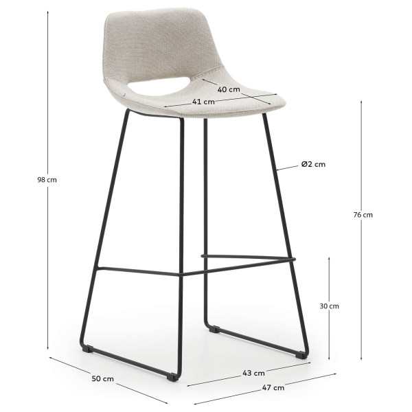 Барний стілець La Forma ZAHARA C0600003JJ12 Бежева тканина-10