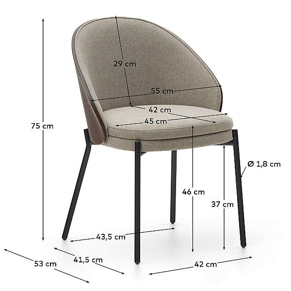 Стілець La Forma EAMY C0100003HE03 Світло-коричневий тканина Синель-15