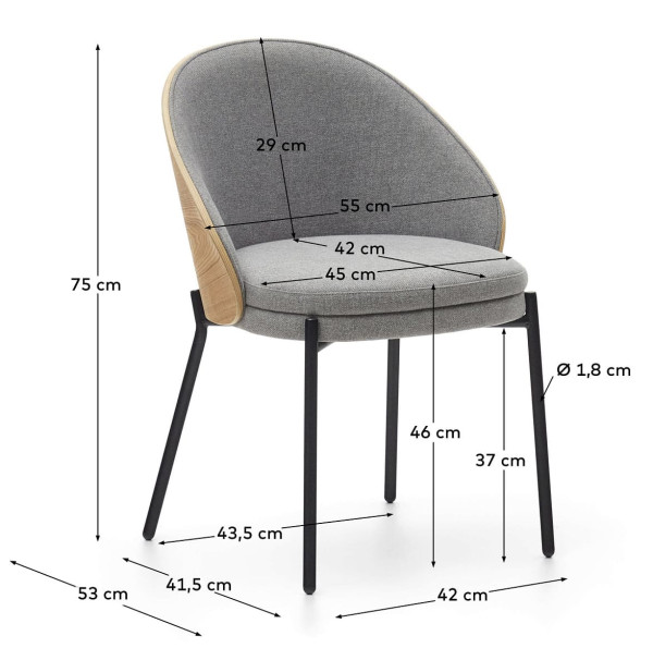 Стул La Forma EAMY C0100003HE12 Светло-серый ткань Синель-11