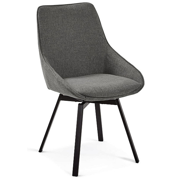 Стілець поворотний La Forma Haston CC1154PK15 Темно-сірий тканина-0