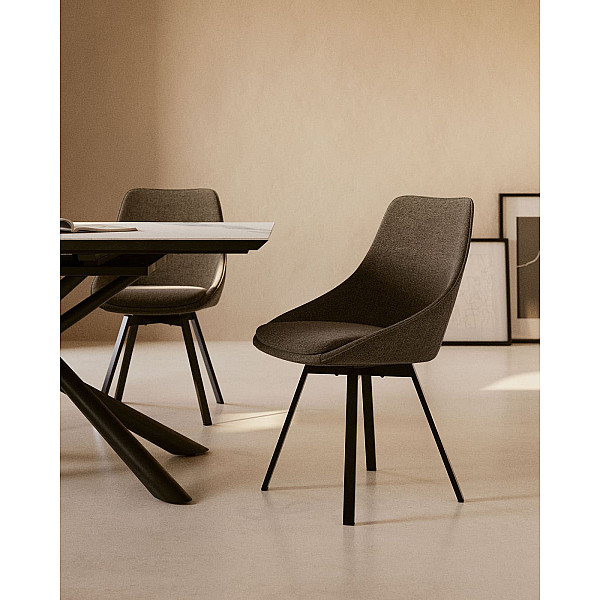 Стілець поворотний La Forma Haston CC1154PK15 Темно-сірий тканина-3