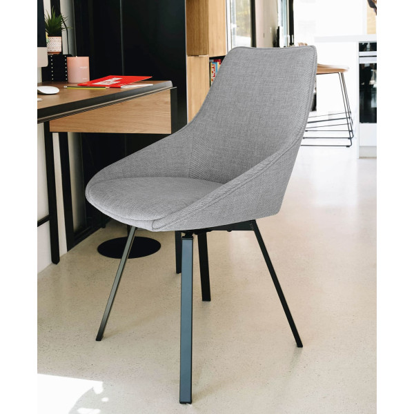 Стілець поворотний La Forma Haston CC1154PK03 Світло-сірий тканина-1