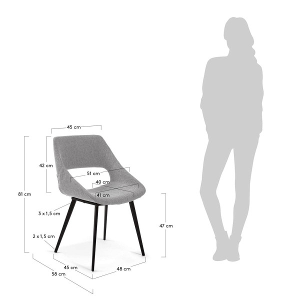 Стул La Forma Hest CC1149PK03 Светло-серый ткань-6