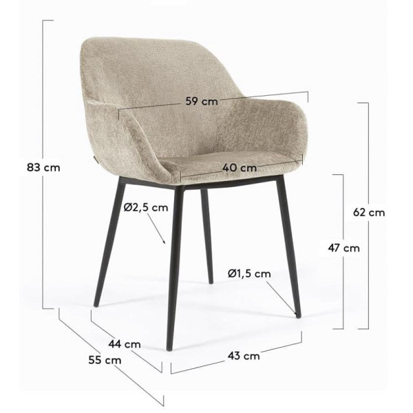 Стул La Forma KONNA CC0934BG12 Бежевый ткань-9