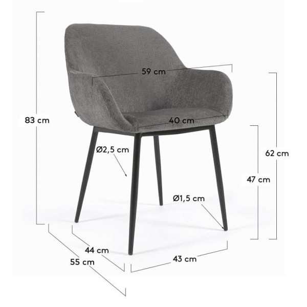 Стілець La Forma KONNA CC0934BG15 Темно-сірий тканина-9