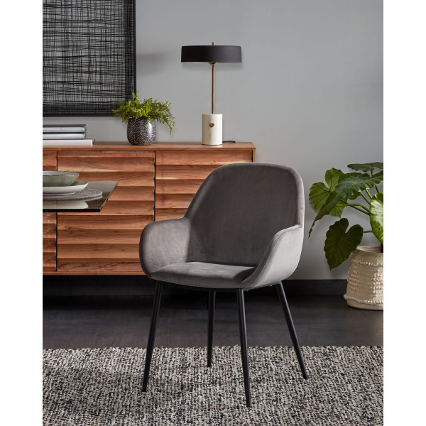 Стілець La Forma KONNA CC0934J03 Сірий оксамит-1