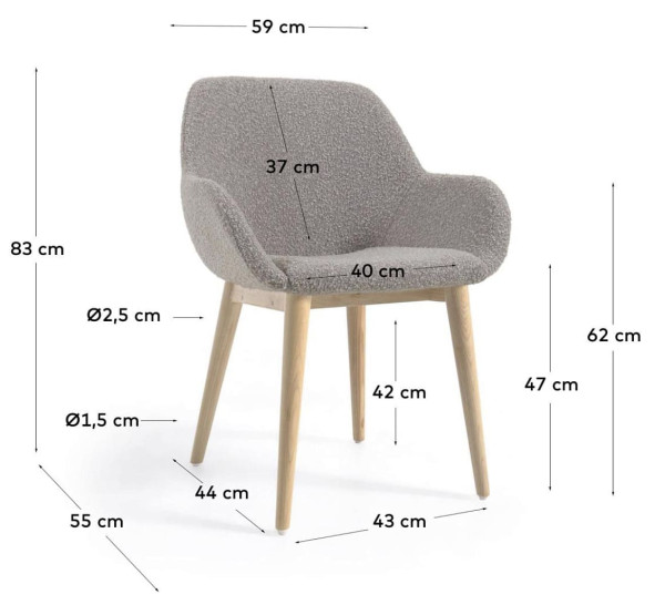 Стул La Forma KONNA CC5212J14 Серый букле-9