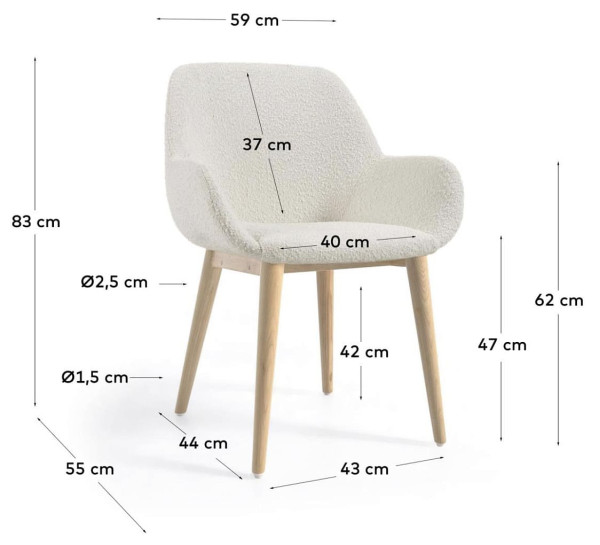 Стілець La Forma KONNA CC5212J33 Білий букле-14