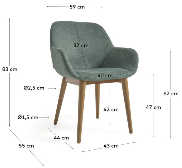 Стул La Forma KONNA CC5212KY19 Зеленый ткань синель-9