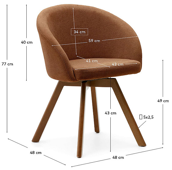 Поворотний стілець La Forma MARVIN C0100114KY81 Коричневий тканина-8
