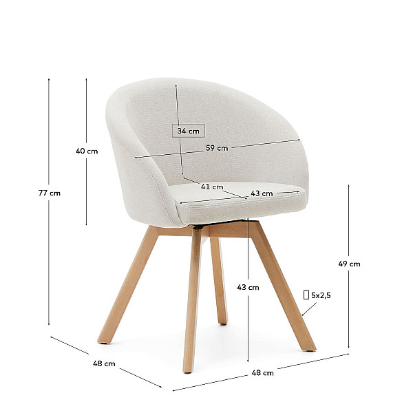 Поворотний стілець La Forma MARVIN C0100112KY12 Бежевий тканина-7