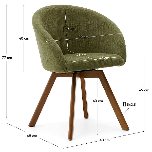Поворотний стілець La Forma MARVIN C0100114KY20 Зелений тканина-11