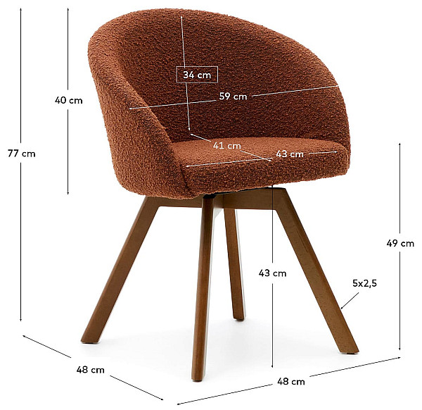 Поворотный стул La Forma MARVIN C0100114TB86 Коричневый букле-8