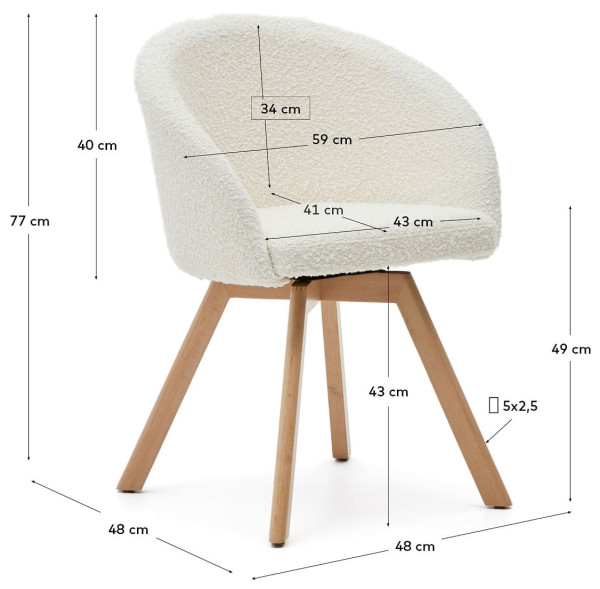 Поворотний стілець La Forma MARVIN C0100112TB05 Білий букле-11