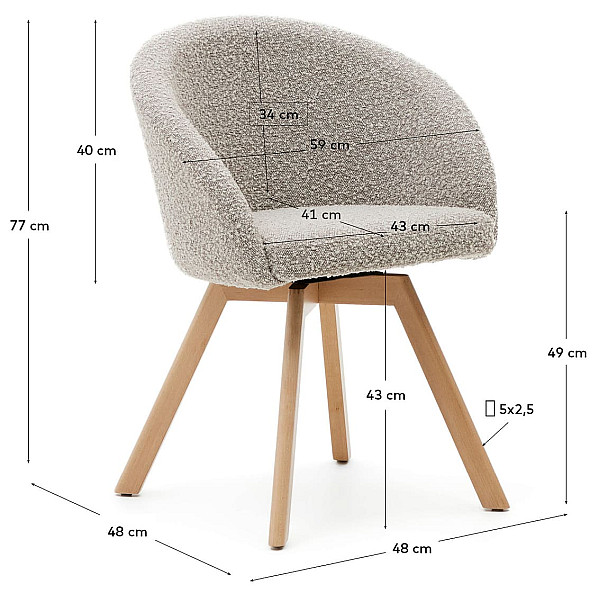 Поворотный стул La Forma MARVIN C0100112TB14 Серый букле-9