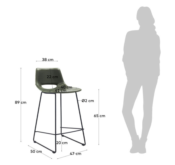 Напівбарний стілець La Forma ZIGGY CC0912U06H Зелений екошкіра-6