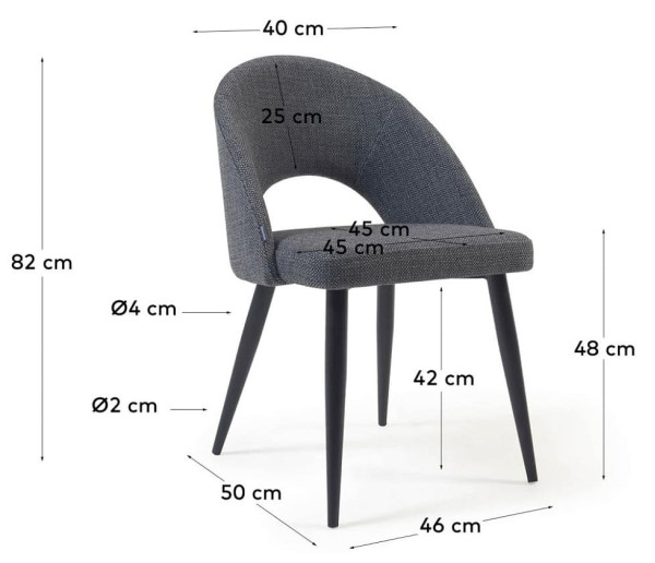 Стілець La Forma Mael CC2211MN15 Темно-сірий тканина-10