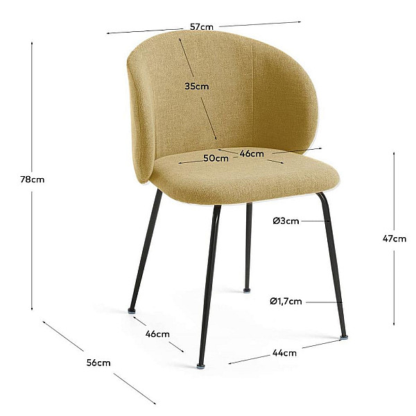 Стілець La Forma Minna CC1167PK81 Гірчичний тканина-11
