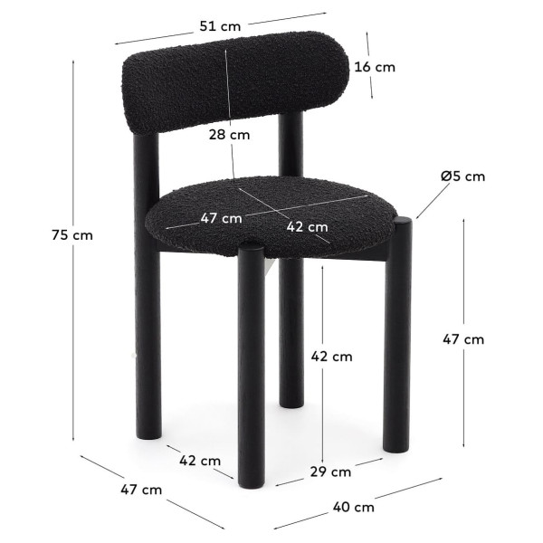 Стілець La Forma NEBAI C0100117TB01 Чорний букле-11