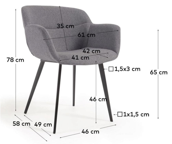 Стілець La Forma Nadya CC1986AB15 Темно-сірий тканина-14