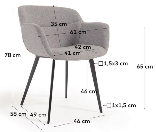 Стілець La Forma Nadya CC1986AB14 Сірий тканина-15