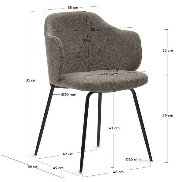 Стілець La Forma SUANNA C0100009BF11 Коричневий тканина-10
