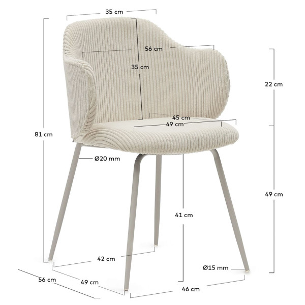 Стілець La Forma SUANNA C0100009LN12 Молочний тканина вельвет-11