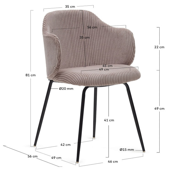 Стул La Forma SUANNA ​​C0100009LN24 Розовый ткань вельвет-10