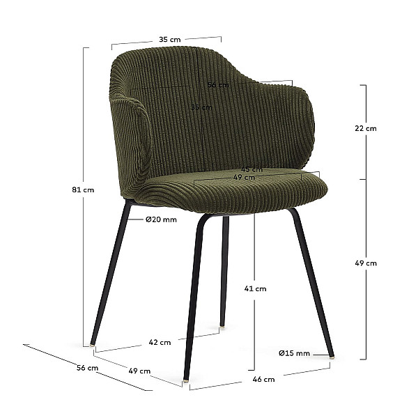 Стілець La Forma SUANNA C0100009LN19 Зелена тканина вельвет-10