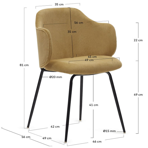 Стілець La Forma SUANNA C0100009PN81 Гірчичний тканина вельвет-10