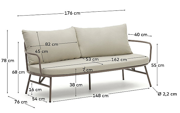 Диван La Forma BRAMANT J1400023RR10 2-местный Бежевый-6