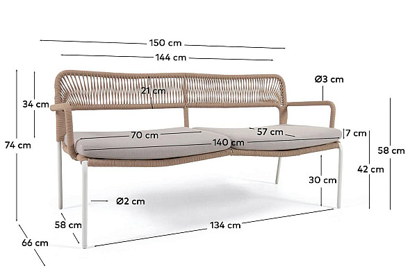 Диван La Forma CAILIN CC6054J11 2-местный Бежевый-9