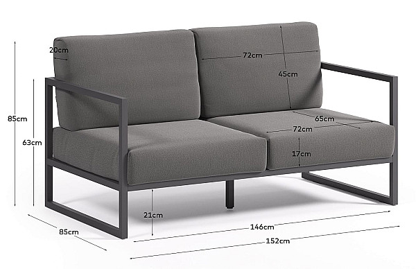 Диван La Forma COMOVA 100_20_ST02 2-місний Темно-сірий-4